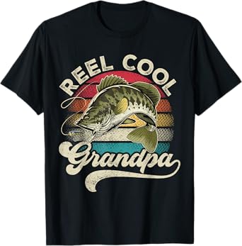 Reel Cool Grandpa Fishing Vintage Retro Father's Day Men Dad T-Shirt