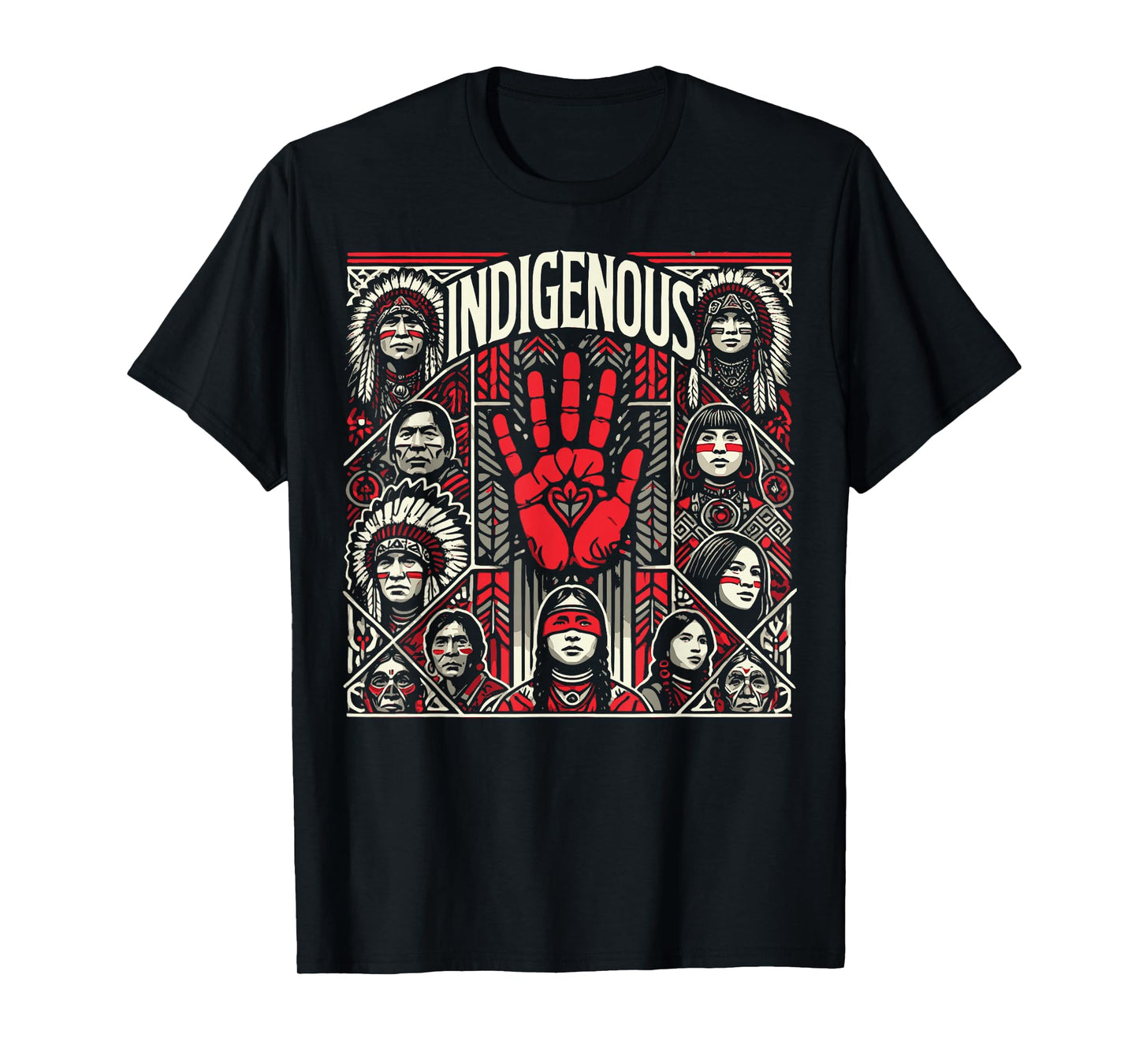 Native American Indigenous Red Hand Indian Blood Themed T-Shirt
