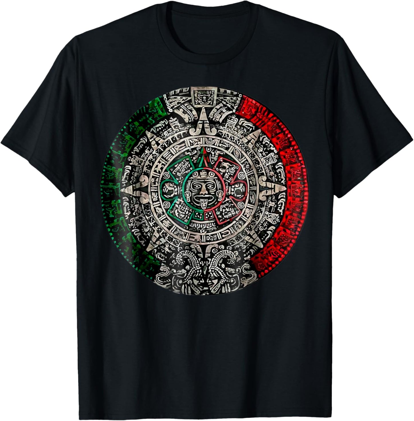 Aztec Calendar Sun Stone Mexican Art Carving Maya Mayans T-Shirt