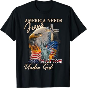 America Needs Jesus One Nation Under God Eagle Christian T-Shirt