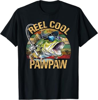 Mens Reel Cool Pawpaw Vintage Retro Fishing Father's Day T-Shirt