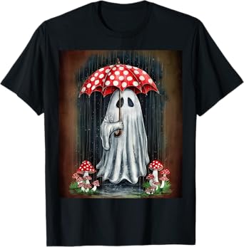 Spooky Cottagecore Ghost - Halloween Mushroom Delight T-Shirt