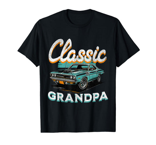 Vintage Funny Grandpa Classic Car Graphic Father's Day T-Shirt