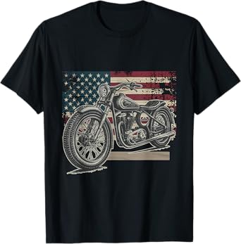 Vintage Distressed American Flag Motorcycle Rider Men Women T-Shirt