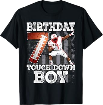 7th Birthday Football Boy - 7 Years Old Kid Football T-Shirt