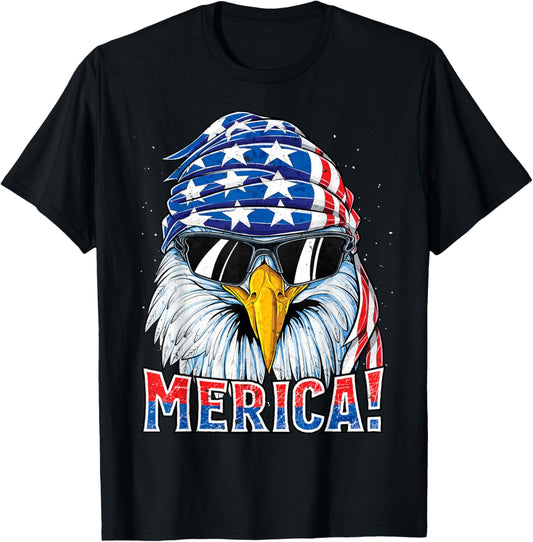 Eagle Merica T Shirt 4th of July Merica Men Boys American T-Shirt