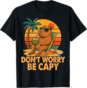 Dont Worry Be Capy Funny Capybara Retro Men Boys Kids Women T-Shirt
