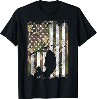 Camo American Flag Fish Fishing Patriotic Fisherman Gift T-Shirt