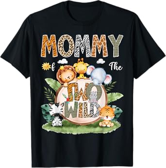 Mommy Of The Two Wild 2Nd Birthday Safari Animal Lover T-Shirt