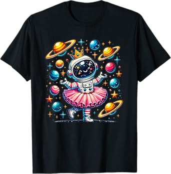 Ballerina Girl Space Astronaut T-Shirt