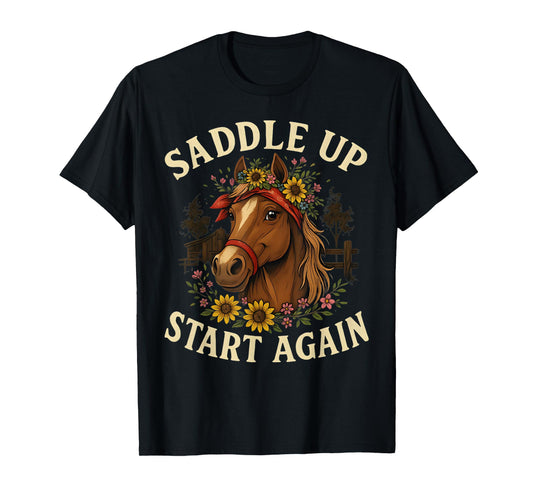 Boho Horse Bandana Floral Western Barn Life for Women Teens T-Shirt