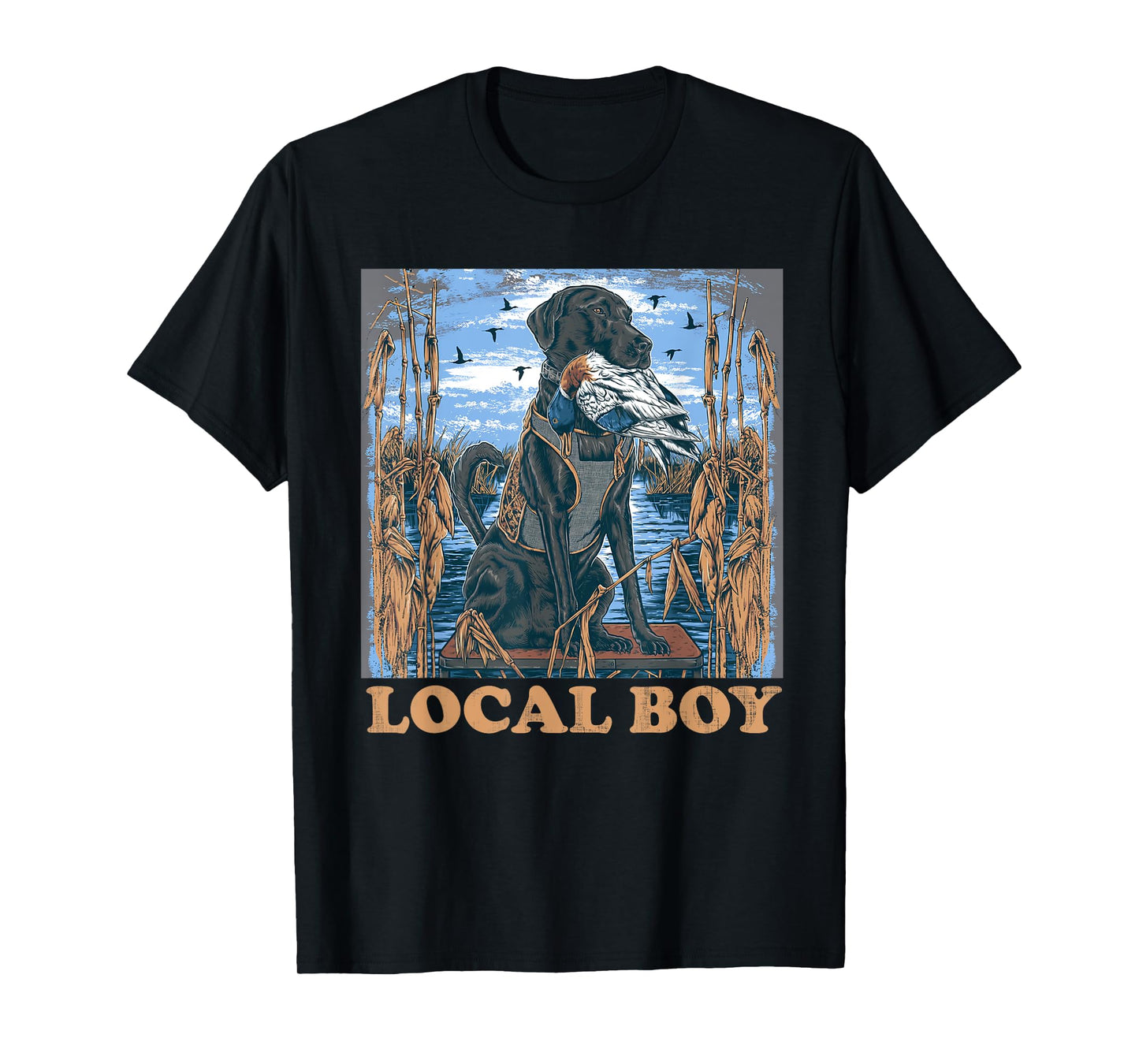 Local Boy GSP Pointer Hunting Dog Marsh Scene Sunset Vintage T-Shirt