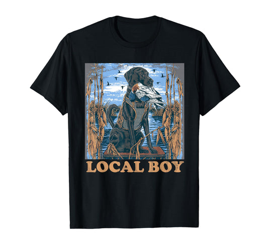 Local Boy GSP Pointer Hunting Dog Marsh Scene Sunset Vintage T-Shirt