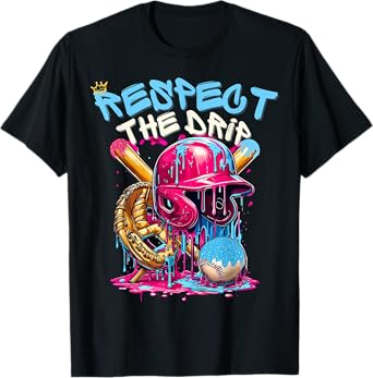 Baseball Drip Ice Cream Drip Youth Boys Baseball T-Shirt