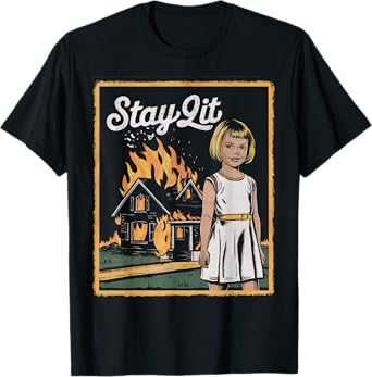 Vintage Horror Movie Lover Retro Halloween Shirt Stay Lit T-Shirt