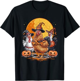 Funny Chicken Halloween Costume Spooky Season Chickens Witch T-Shirt