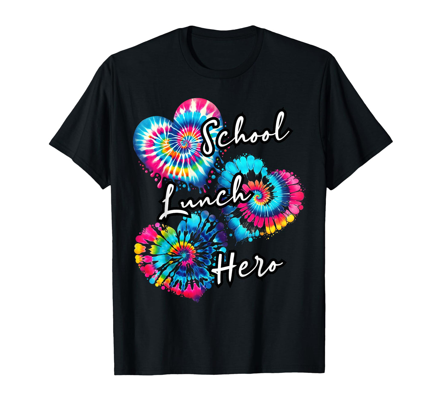 Lunch Hero Squad Tie dye tee a Food hearts School lunch hero T-Shirt