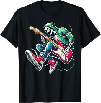Skeleton Playing Guitar - Rock And Roll Graphic Band T-Shirt