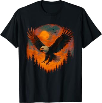 Retro Eagle Flying Forest Animal Wildlife Vintage Bird Lover T-Shirt