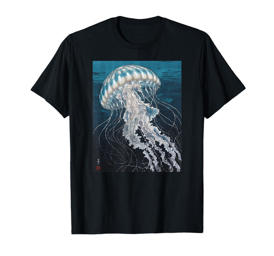 Japanese Art Jelly Fish Kyosai Vintage Japan Artwork T-Shirt