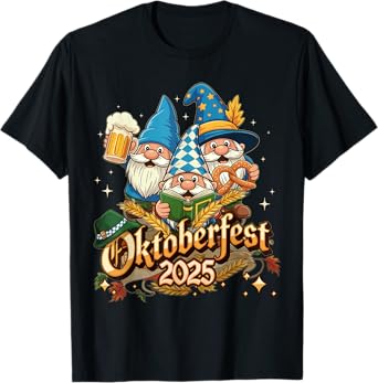 Funny Oktoberfest 2025 Gnome Beer Pretzel Wizard Bavarian T-Shirt