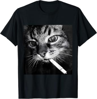 Cigarette Kitten Funny Smoking Cat Meme Stupid Brainrot T-Shirt