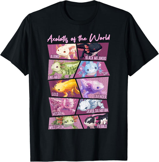Axolotl Shirts For Girls Women Boys Axolotls Of The World T-Shirt
