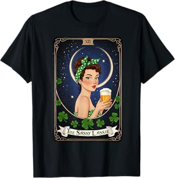 The Sassy Lass Tarot Card St. Paddy's Day Graphic Design T-Shirt