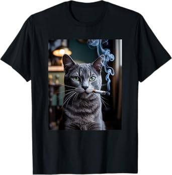 Funny Smoking Cat, Cigarette Kitty Gen Z Meme, Cat Lover Men Women T-Shirt