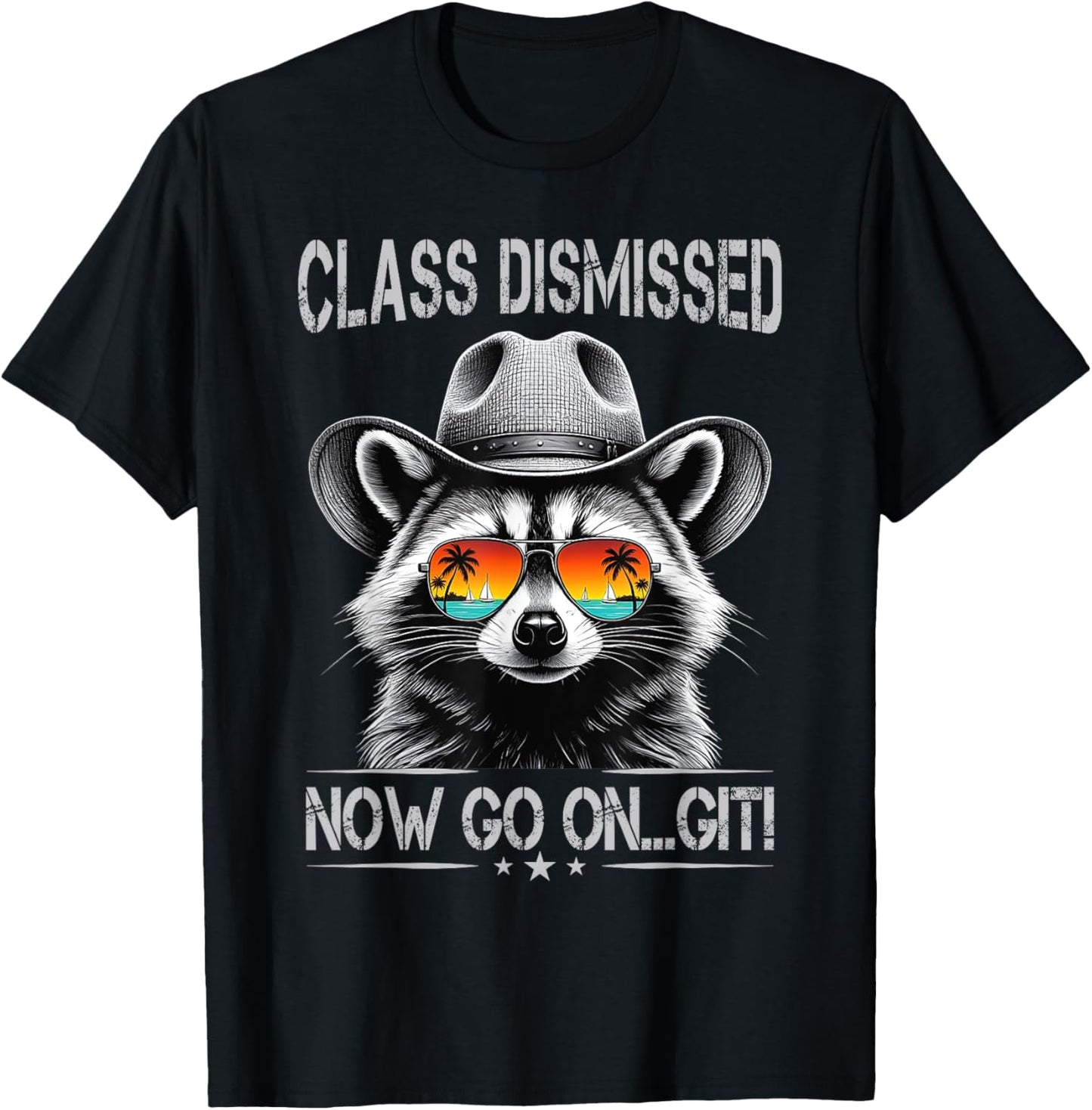 raccoon class dismissed now go on git fun Retro T-Shirt