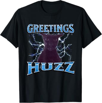 Greetings Huzz Funny Larry Cat Meme Bootleg Graphic T-Shirt for Men Women
