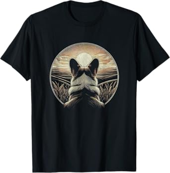 Vintage Cardigan Welsh Corgi Dog Retro Sunset Art Design T-Shirt for Men Women