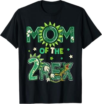 Mom Of The Two Rex Birthday Dinosaur Family Matching T-Shirt
