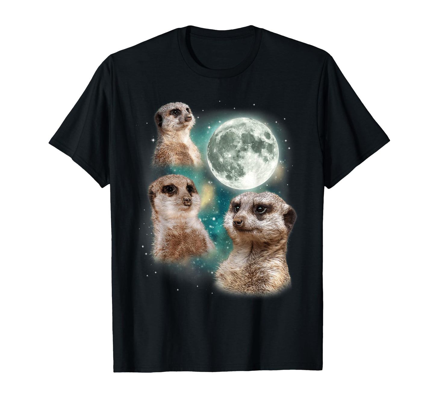 Three Meerkats Moon | African Desert Wildlife Parody T-Shirt