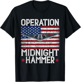 B-2 Stealth Jet Operation Midnight Hammer with American Flag T-Shirt