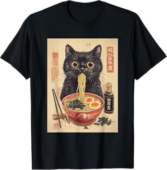 Kawaii Noodles Soup Anime Japanese Ramen Cat Teens Girls T-Shirt