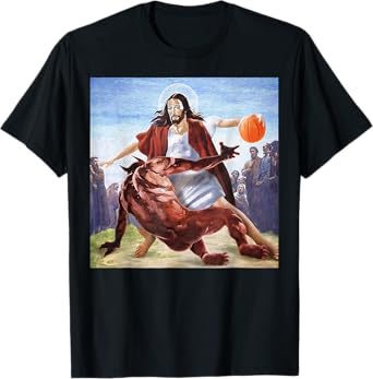 Funny Jesus Crossing Up The Devil Christian Religious T-Shirt