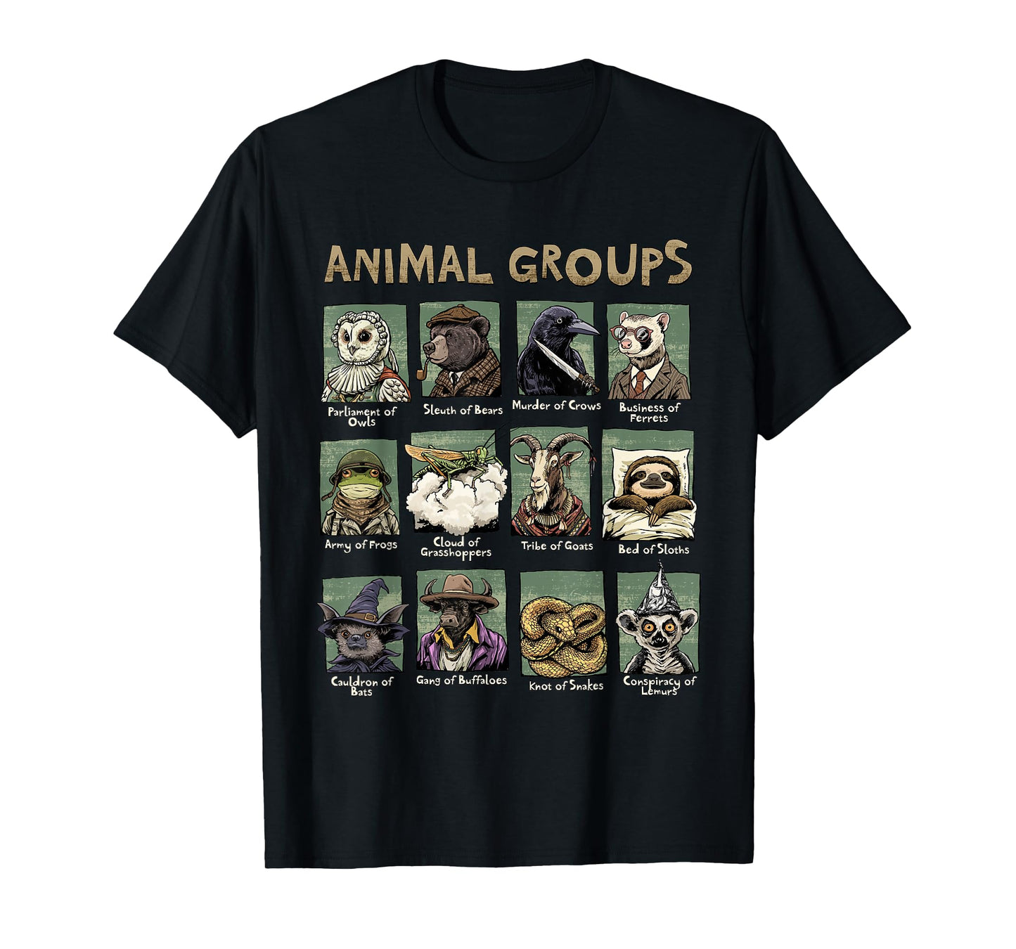 Animal Groups Unveiled - Educational Wildlife Design T-Shirt