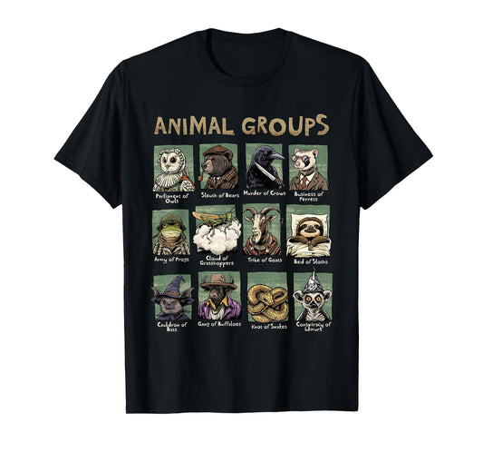 Animal Groups Unveiled - Educational Wildlife Design T-Shirt