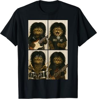Cat Rock Band Funny Photobooth Selfie Guitar Halloween T-Shirt