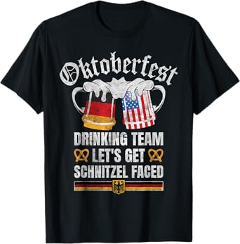 Oktoberfest Drinking Team Let's Get Schnitzel Faced T-Shirt