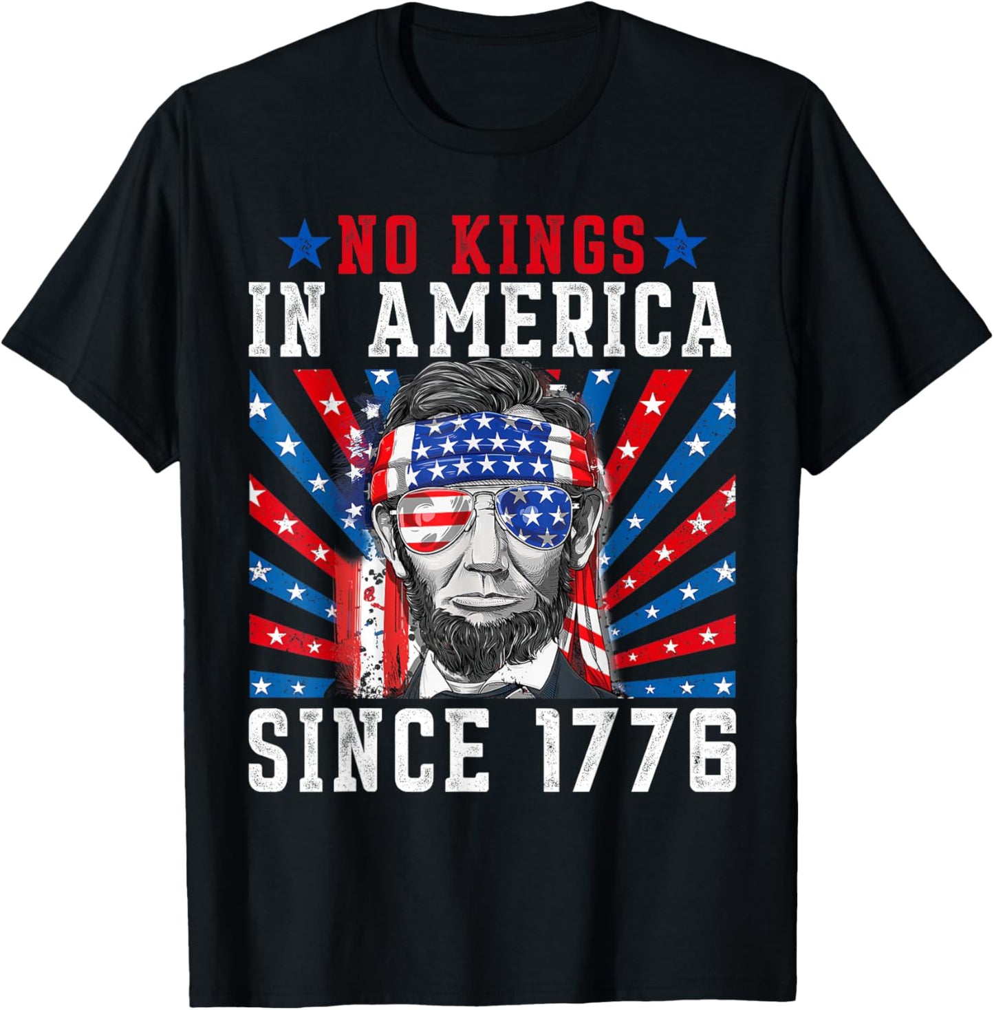 No Kings In America Since 1776 Distressed Usa Flag Vintage T-shirt