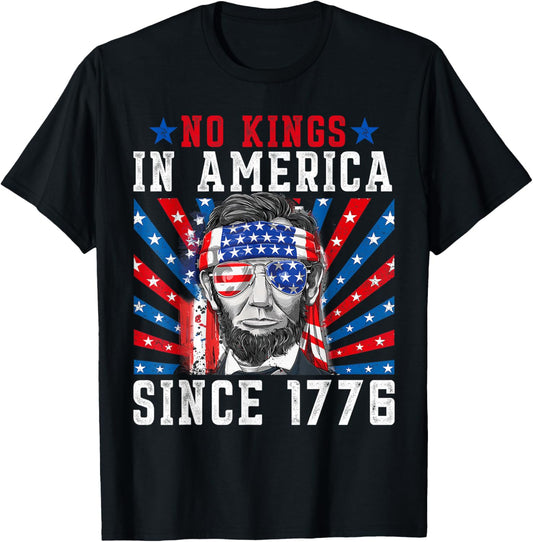 No Kings In America Since 1776 Distressed Usa Flag Vintage T-shirt