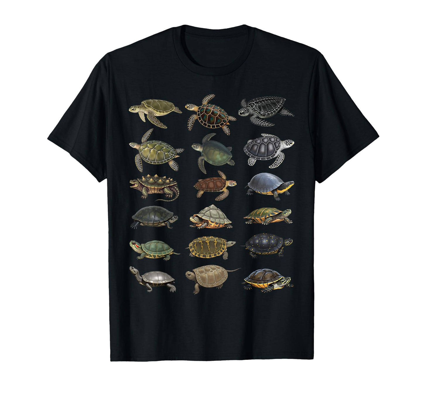 Types of Turtles Sea & Freshwater Turtle Species Educational T-Shirt