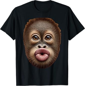 Baby Orangutan Ape Monkey Face Stomach Funny Cute Kiss Lips T-Shirt