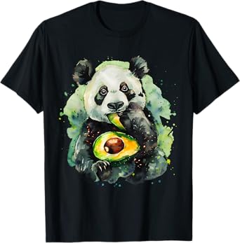Avocado Panda Bear Watercolor Artwork Avocado Fruit Drawing T-Shirt