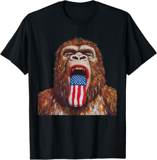 Sasquatch 4th Of July American Usa Flag Patriotic Bigfoot T-shirt