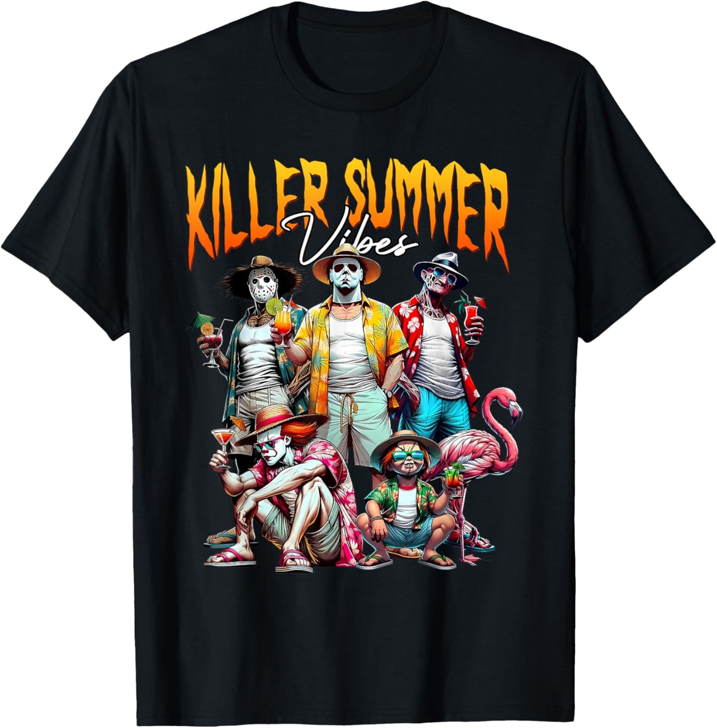 Killer Summer Vibes Beach Vacation Funny Horror Summer Beach T-Shirt