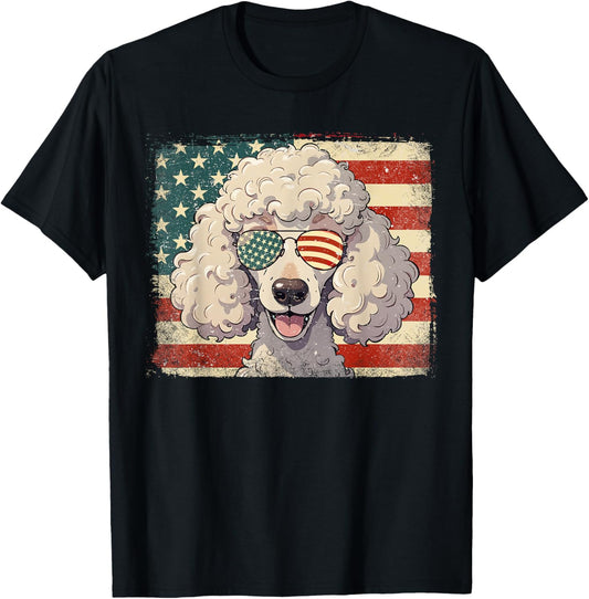 Patriotic Standard Poodle Dog Lover Usa Flag 4th Of July T-shirt