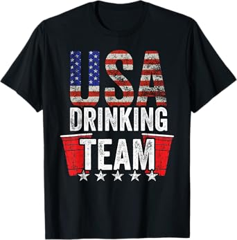 USA Drinking Team Funny Drinking Game Red Cup T-Shirt